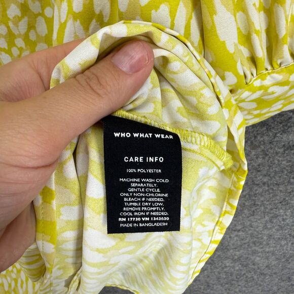 Who What Wear Mini Dress Women M Medium Yellow Floral Short Button Long Sleeve - Picture 4 of 7